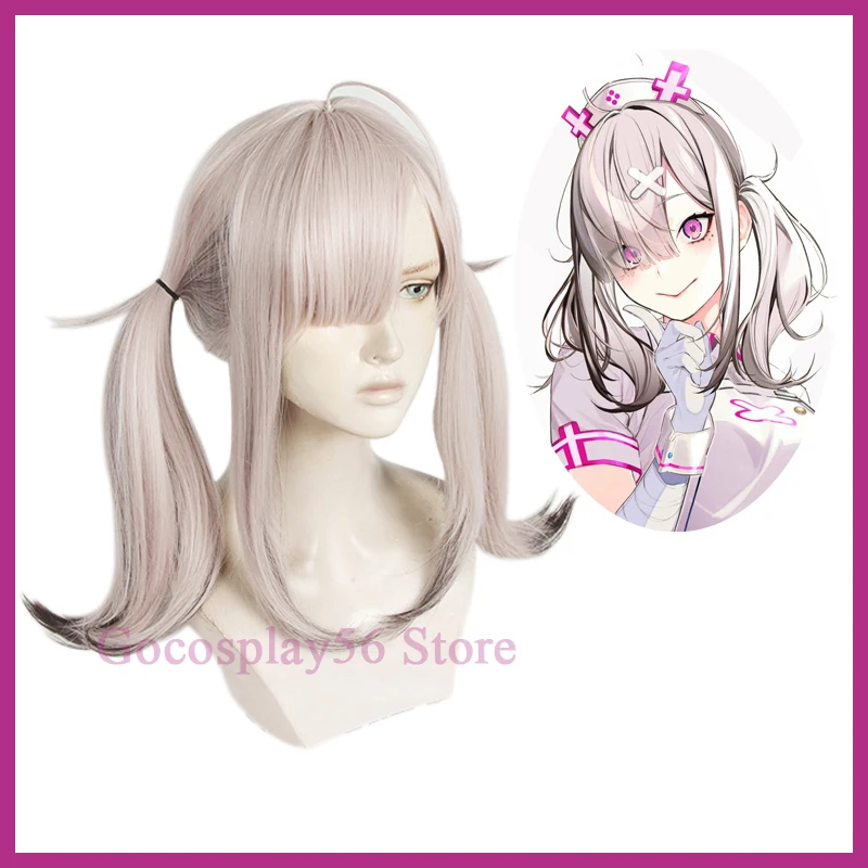 

VTuber Sukoya Kana Wig Gray Pink Mixed Black Girls Youtuber Cosplay Long Straight Synthetic Hair Role Play Free Wig Cap