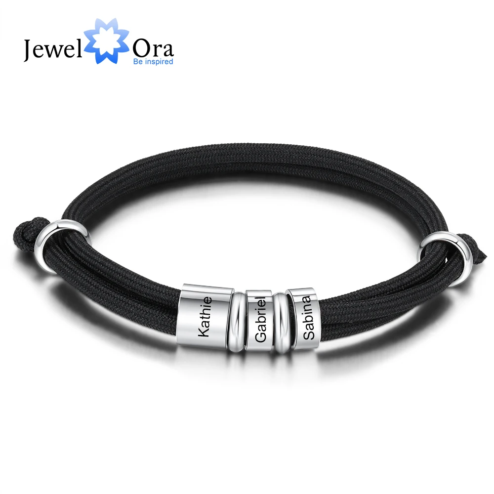 Personalized Stainless Steel Charm Bracelets with 3 Custom Name Beads Adjustable Rope Men Bracelets Gift for Father/Grandfather
Personalized Stainless Steel Charm Bracelets with 3 Custom Name Beads Adjustable Rope Men Bracelets Gift for Father/Grandfather