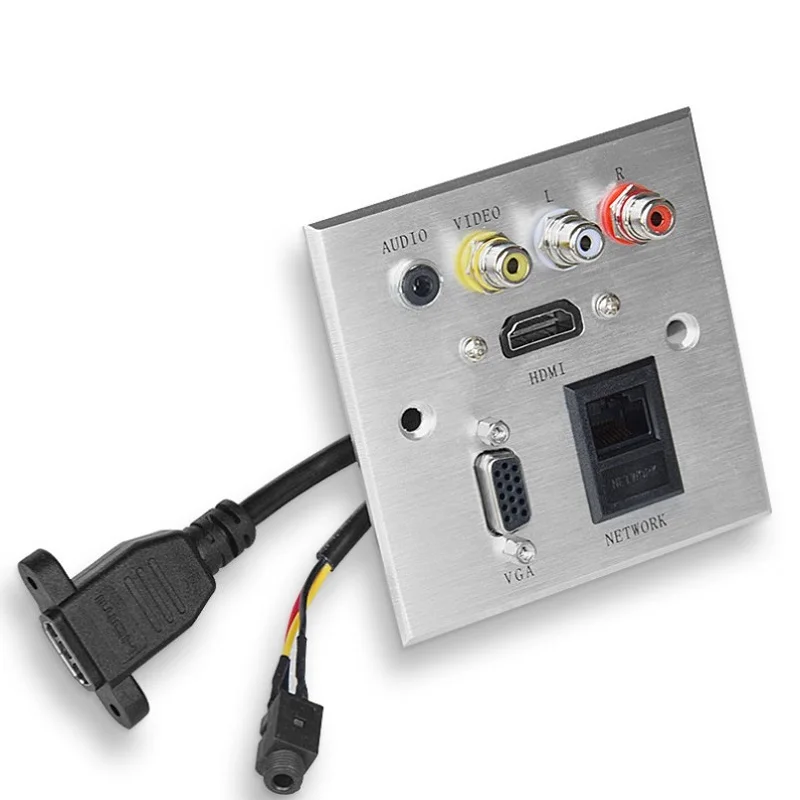 Aluminum panel wall multimedia socket HDMI+VGA+NETWORK+AUDIO+FL+FR Signal interface panel socket For Office school hotel home
Aluminum panel wall multimedia socket HDMI+VGA+NETWORK+AUDIO+FL+FR Signal interface panel socket For Office school hotel home