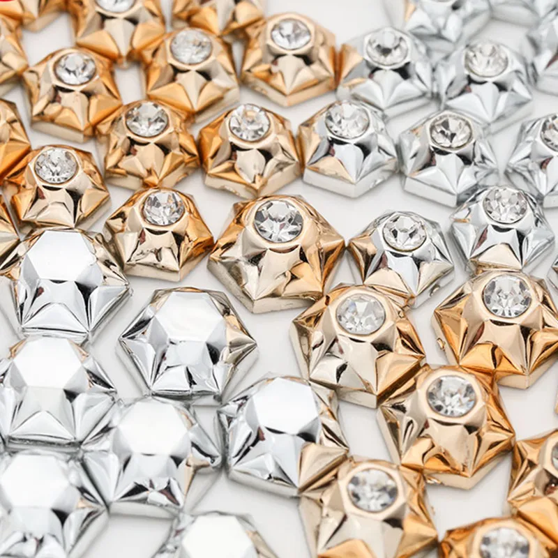 Rhinestone Rivets Silver/Gold Solid Hexagon Leather Rivets 8#/10# Acryl Decorative Spikes For Shoe Diy Leather Studs Crafts
Rhinestone Rivets Silver/Gold Solid Hexagon Leather Rivets 8#/10# Acryl Decorative Spikes For Shoe Diy Leather Studs Crafts