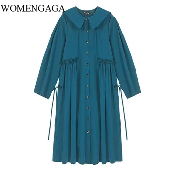 Loose Women Blue Pleated Bandage Ruffles Temperament Dress Long Sleeve Loose Fit Fashion Tide Spring Autumn 2020 876Y
Loose Women Blue Pleated Bandage Ruffles Temperament Dress Long Sleeve Loose Fit Fashion Tide Spring Autumn 2020 876Y