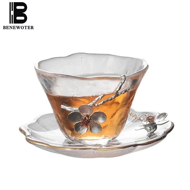 Glass Kung Fu Tea Set Creative Heat Resistant Transparent Small Teacup with Coaster Master Cup Holder Plum Blossom Decoration
Glass Kung Fu Tea Set Creative Heat Resistant Transparent Small Teacup with Coaster Master Cup Holder Plum Blossom Decoration