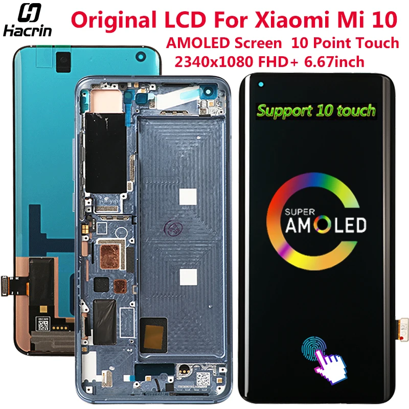 Original AMOLED Display For Xiaomi Mi 10 LCD Dispaly Touch Screen Digitizer Assembly Replacement For Xiaomi Mi 10 Screen 6.67''
Original AMOLED Display For Xiaomi Mi 10 LCD Dispaly Touch Screen Digitizer Assembly Replacement For Xiaomi Mi 10 Screen 6.67''