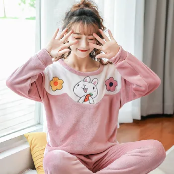 Cute Women Pajamas Suit 2PCS Nightwear Set Lovely Flannel Autumn New Intimate Lingerie Cartoon Sleepwear Home Clothing Suits
Cute Women Pajamas Suit 2PCS Nightwear Set Lovely Flannel Autumn New Intimate Lingerie Cartoon Sleepwear Home Clothing Suits
