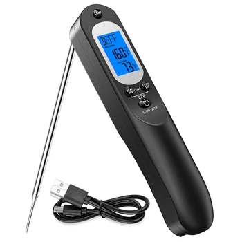 Digital Meat Thermometer & Kitchen Timer, Rechargeable Instant Read Food Candy Thermometer for Grill Smoker BBQ, Cooking Thermom
Digital Meat Thermometer & Kitchen Timer, Rechargeable Instant Read Food Candy Thermometer for Grill Smoker BBQ, Cooking Thermom