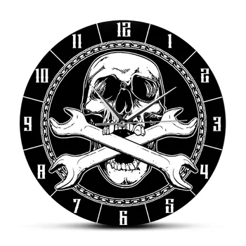 Garage Auto Repair Tools Printed Wall Clock Death Mechanic Skull and Cross Wrenches Quartz Sweep-Silent Wall Watch Reloj Pared
Garage Auto Repair Tools Printed Wall Clock Death Mechanic Skull and Cross Wrenches Quartz Sweep-Silent Wall Watch Reloj Pared