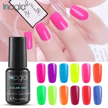 Inagla 8 ml unha polonês fluorescente cores uv gel unha polonês néon colorido gel laca embeber fora led brilhante gel polonês primer base(China)
