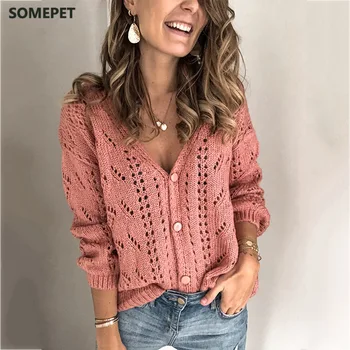 Europe and America sweater cardigan ladies solid color hollow V-neck sweaters women Spring Autumn casual streetwear knit sweater
Europe and America sweater cardigan ladies solid color hollow V-neck sweaters women Spring Autumn casual streetwear knit sweater