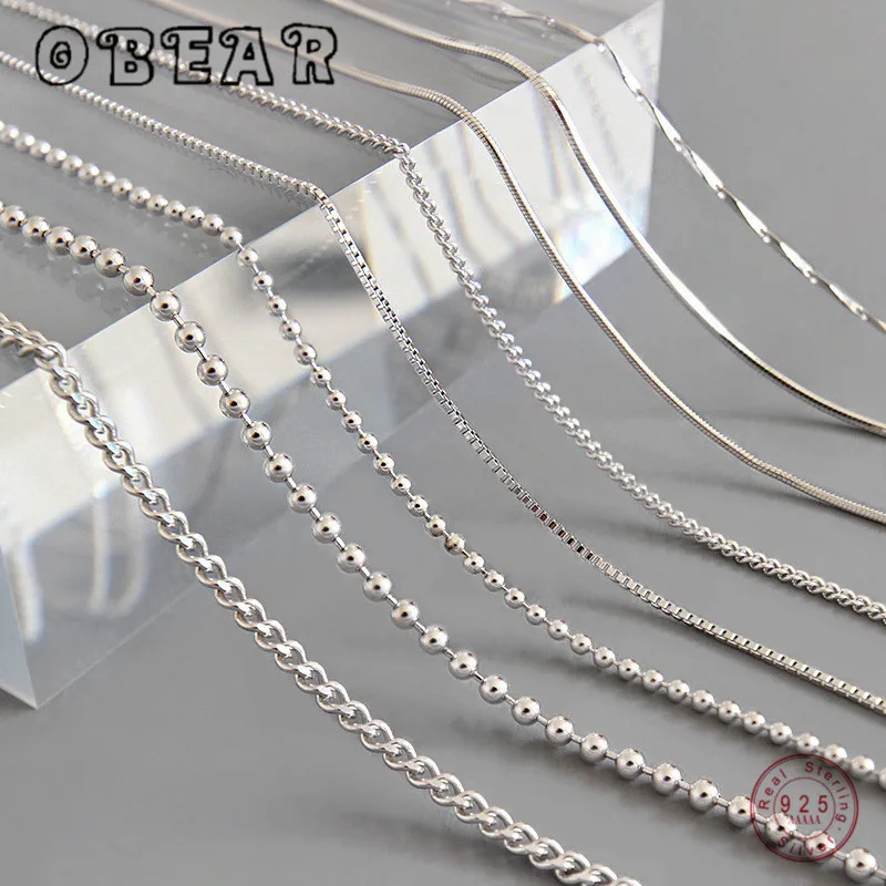 OBEAR 925 Sterling Silver 45cm Box Chain Necklace Simple Snake Cross Box Chain Basic Necklace Fit Pendants Women Jewelry
OBEAR 925 Sterling Silver 45cm Box Chain Necklace Simple Snake Cross Box Chain Basic Necklace Fit Pendants Women Jewelry
