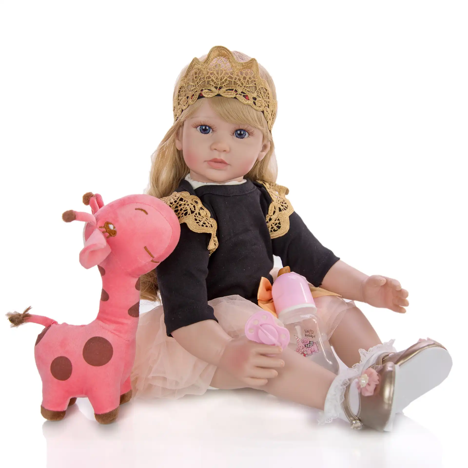 made 24 inch reborn toddler baby girl dolls cloth body stuffed