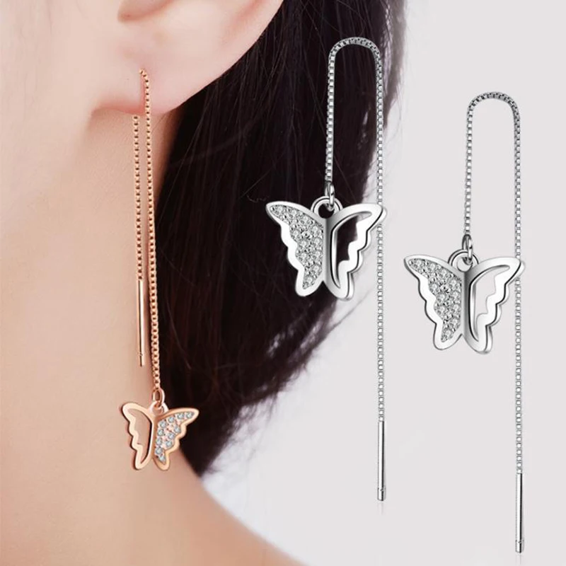 925 Sterling Silver Long Butterfly Drop Earrings For Women Lovely Girls Gift Statement Jewelry Pendientes Plata 925 NY625
925 Sterling Silver Long Butterfly Drop Earrings For Women Lovely Girls Gift Statement Jewelry Pendientes Plata 925 NY625