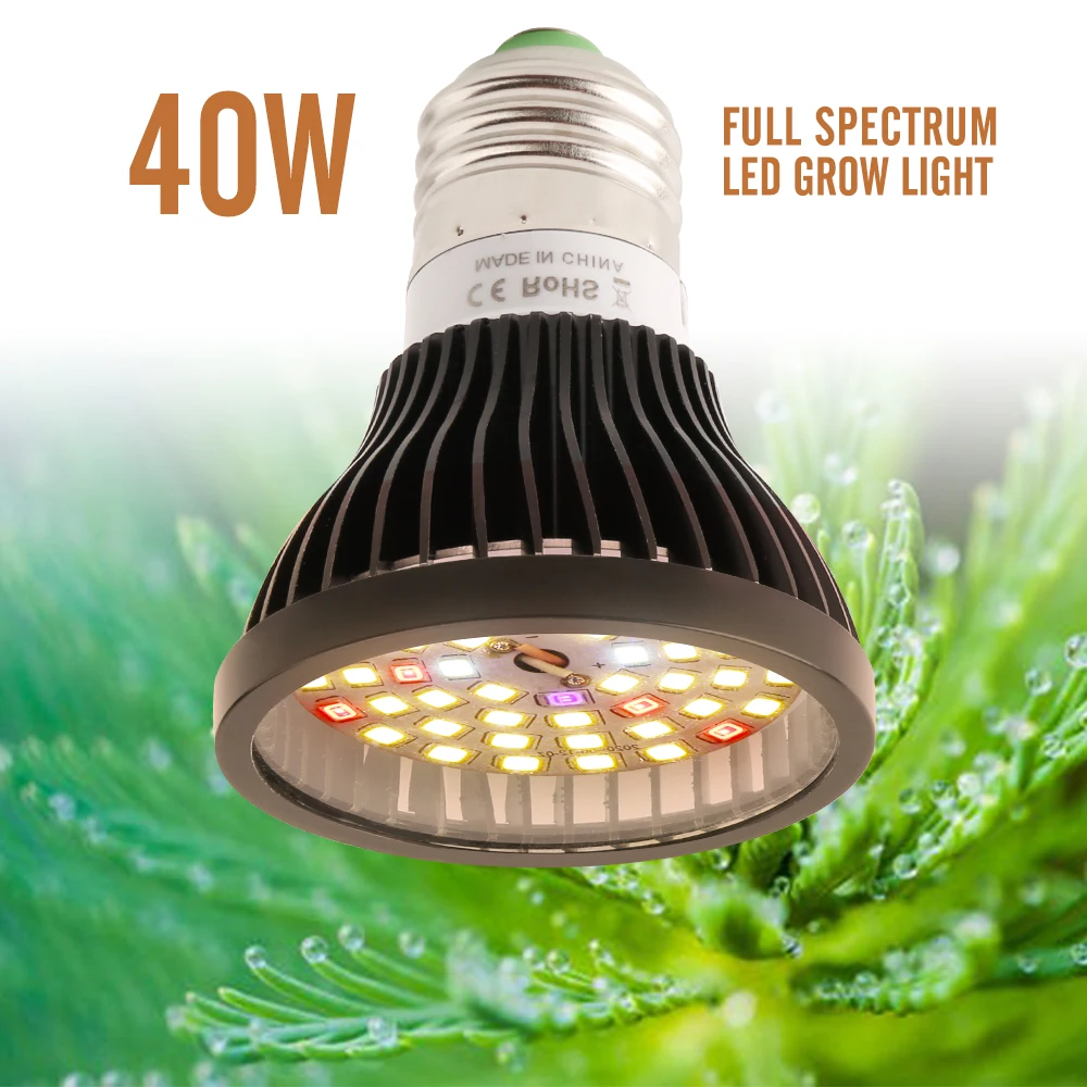 Светодиодная лампа для выращивания растений 40 Вт E27 полный спектр | Лампы и