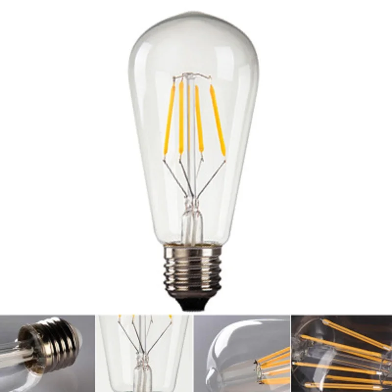 LukLoy Edison ST64 LED Clear Light Bulb Source 4W 6W 8W Warm Yellow Retro Creative Art light | Освещение