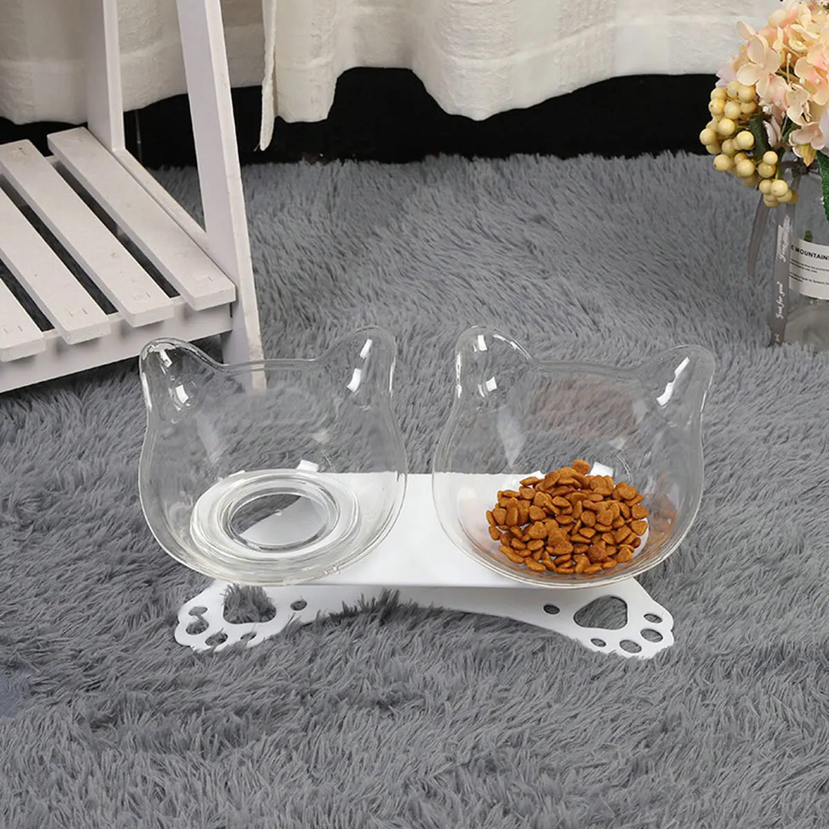 Cat Shaped Feeding Bowl with Holder Cat Shaped Feeding Bowl with Holder