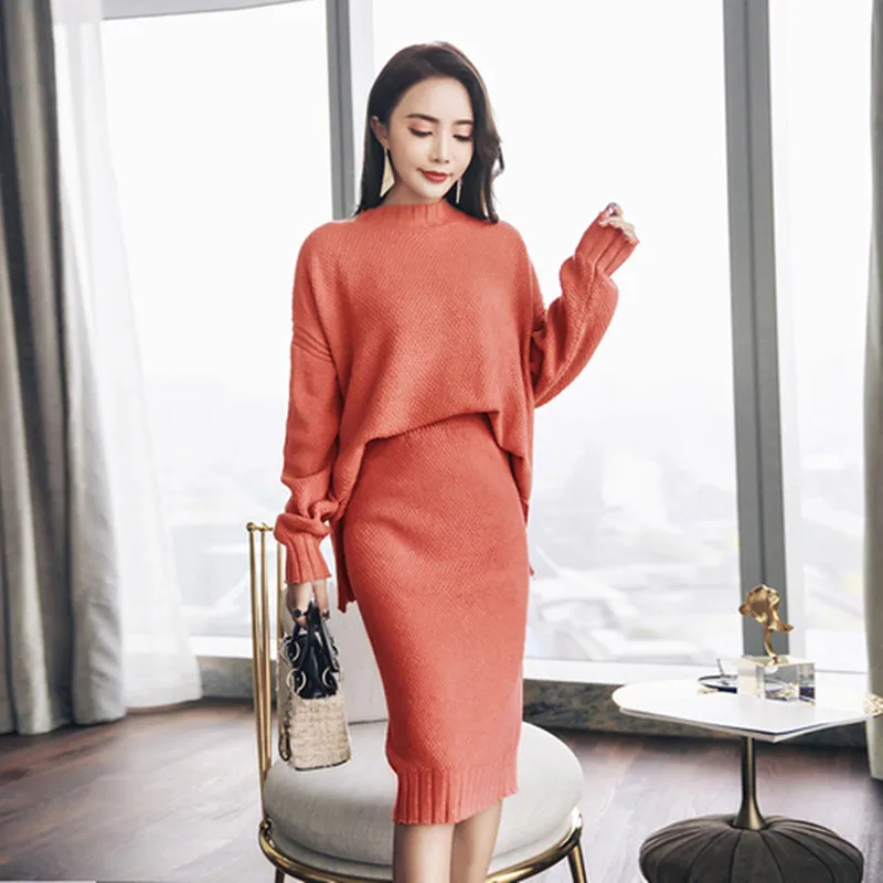 2019 Autumn Winter Fashion Solid Knitted 2 Piece Set Women Sweater Long Sleeve Loose Pullovers+elastic Waist Short Skirt Suit
2019 Autumn Winter Fashion Solid Knitted 2 Piece Set Women Sweater Long Sleeve Loose Pullovers+elastic Waist Short Skirt Suit