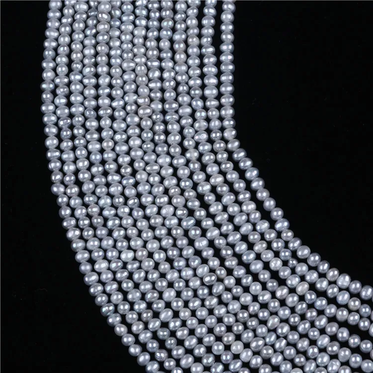 very popular gray 4-5mm natural freshwater potato shape pearl strands