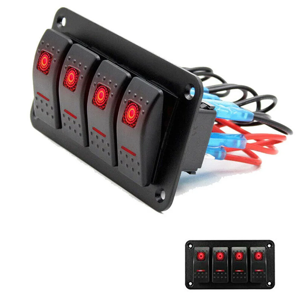 Universal 4 Gang LED Rocker Switch Panel Car Toggle Switch 12/24V Circuit Breaker Car Boat Marine Yacht RV Camper Truck Trailer
Universal 4 Gang LED Rocker Switch Panel Car Toggle Switch 12/24V Circuit Breaker Car Boat Marine Yacht RV Camper Truck Trailer