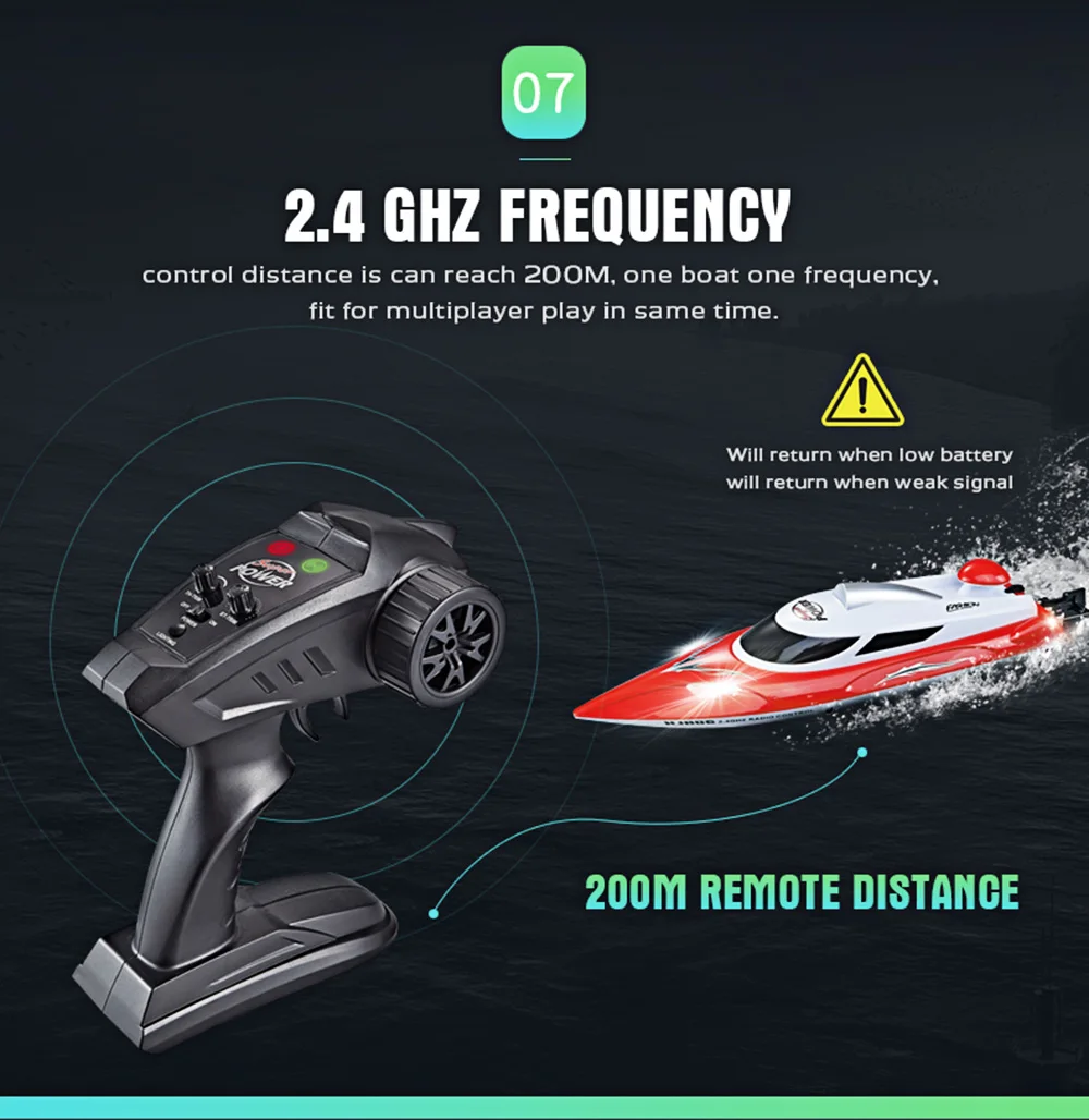 HJ806 2.4G RC Boat 200 Meters Control Distance / Cooling Water System / 35km/h High-speed
