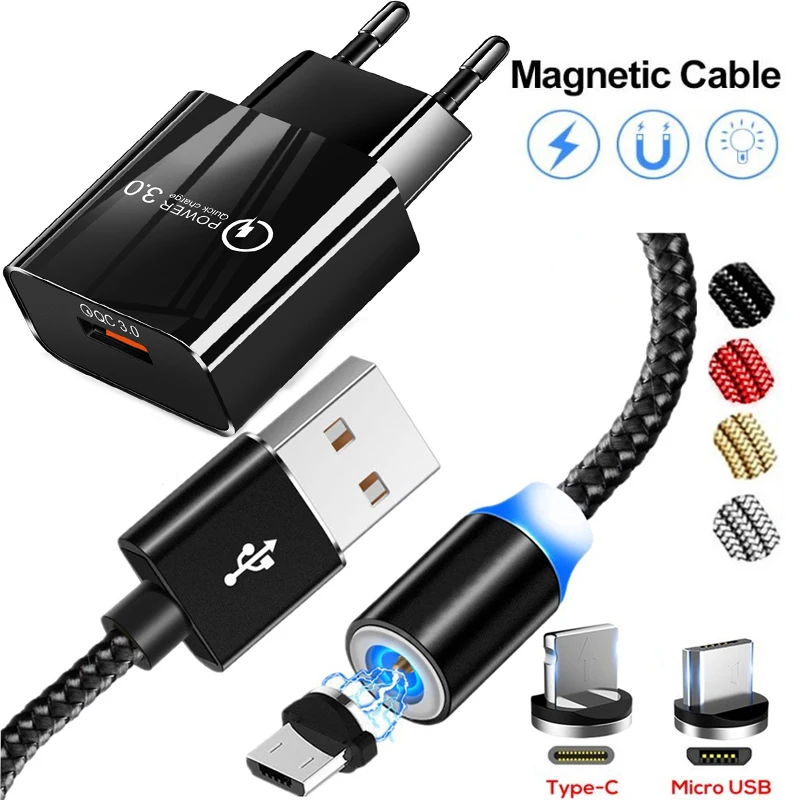 QC 3.0 Fast Charge Charger For Lenovo K3 K6 Note K10 S1 lite P2 A1010 A2010 A2020 Z5 Z5S Z6 Pro Magnetic Type C Micro USB Cable
QC 3.0 Fast Charge Charger For Lenovo K3 K6 Note K10 S1 lite P2 A1010 A2010 A2020 Z5 Z5S Z6 Pro Magnetic Type C Micro USB Cable