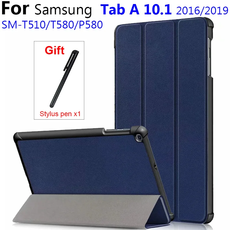 Фото For Samsung Tab A 10.1 2019 SM-T510 T515 Tablet PU Leather Case a 2016 T580 T585 P585 Adjustable Folding Stand Cover | Компьютеры и