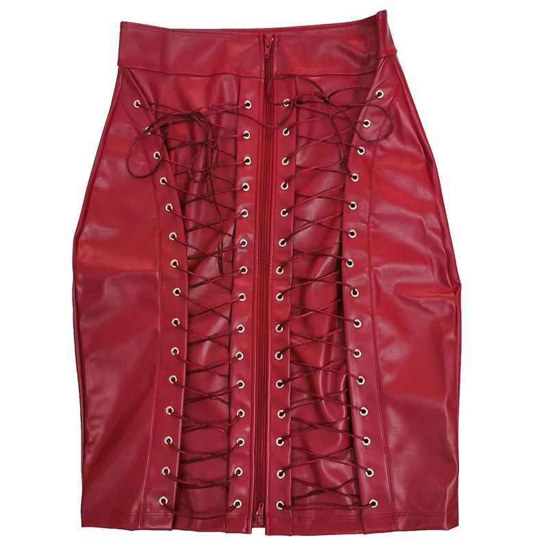 Women Knee Length Skirt Lady Wet Look Faux Leather High Waist Skirts Back Zipper Bodycon Pencil Skirt for Women 25 H64fd29abeb0c4b99819d91f98d102b8bf