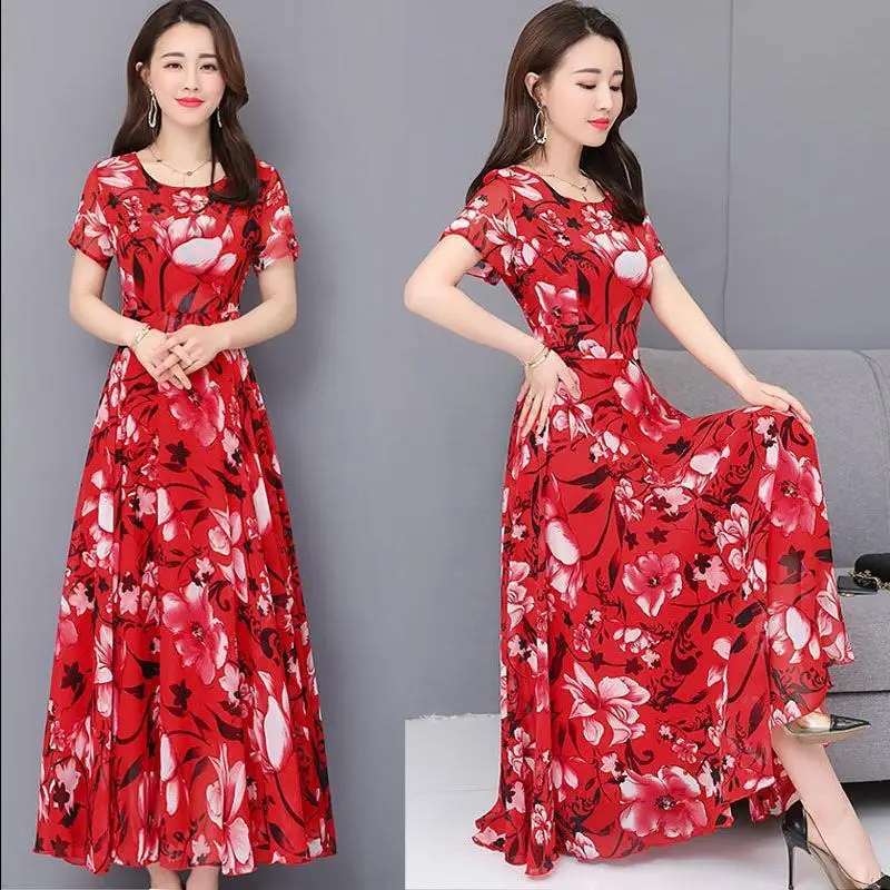 Spring Summer New Style Korean-style Large Size Belly Covering Waist Hugging Slimming Dress Mid-length Middle-aged WOMEN'S Appar 
Spring Summer New Style Korean-style Large Size Belly Covering Waist Hugging Slimming Dress Mid-length Middle-aged WOMEN'S Appar