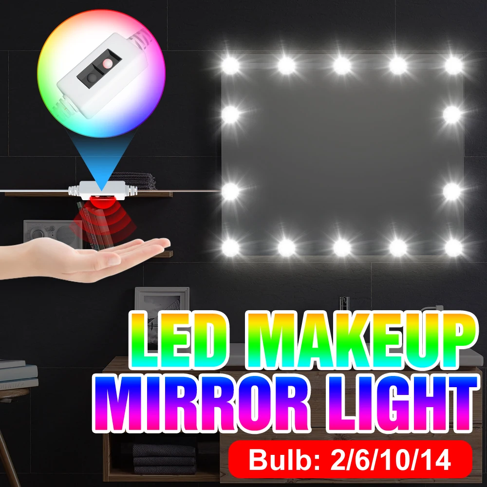 PIR Motion Sensor Wall Lamp LED Hand Sweep Smart Dimming Dressing Table Mirror USB 5V Led Makeup Vanity Light Bulb | Лампы и освещение