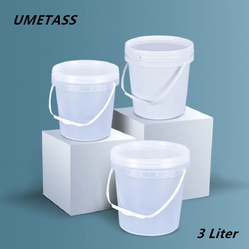 Пластиковое ведро UMETASS 3L с ручкой и крышкой многофункциональный контейнер для