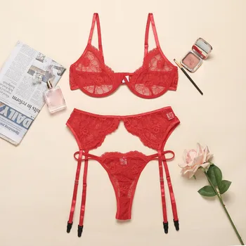 3PC Erotic Sexy Lingerie Floral Lace Transparent Bra Sexy Underwear Porno Lenceria Thong Garter Sets Sexy Costumes Babydoll Hot 
3PC Erotic Sexy Lingerie Floral Lace Transparent Bra Sexy Underwear Porno Lenceria Thong Garter Sets Sexy Costumes Babydoll Hot
