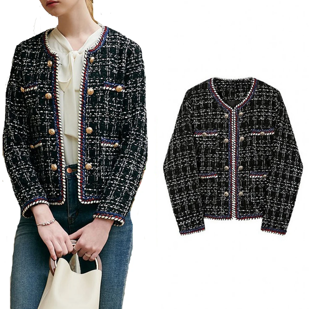 2020 New Women Double Breasted Plaid O-neck Long Sleeves Jacket Spring Autumn Pattern Plus Size Coat Black&White FS0982
2020 New Women Double Breasted Plaid O-neck Long Sleeves Jacket Spring Autumn Pattern Plus Size Coat Black&White FS0982