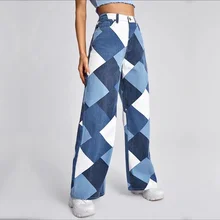 Women's XS Casual Baggy Jeans Plaid High-waist Straight Wide-leg Denim Trousers Fall Fashion Blue Plus Size Vintage Streetwear
Women's XS Casual Baggy Jeans Plaid High-waist Straight Wide-leg Denim Trousers Fall Fashion Blue Plus Size Vintage Streetwear