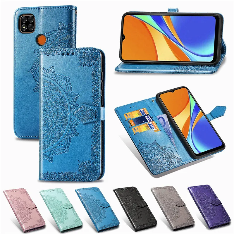 Кожаный чехол Мандала для Xiaomi Redmi 9C откидной кошелек Магнитный книжка мобильный