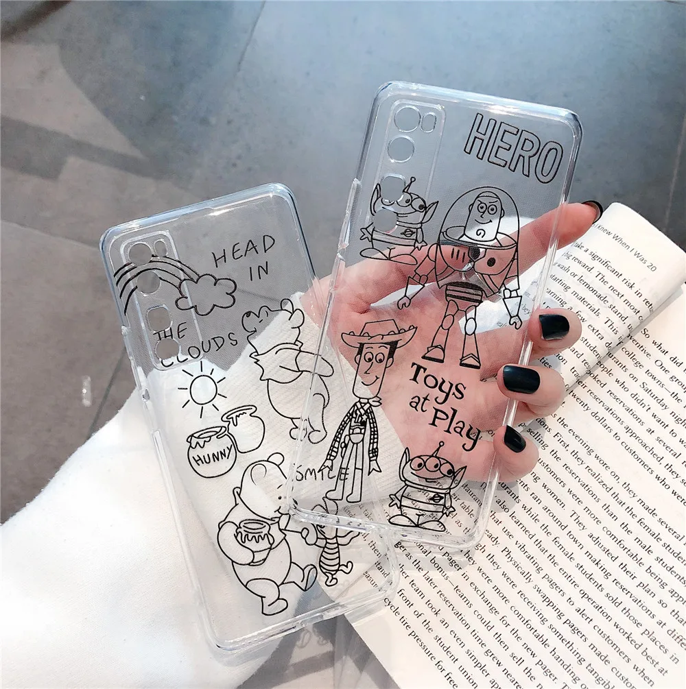 Фото Cute Cartoon astronaut clear Phone Case For Huawei MATE30 20 NOVA6 honor20 Couple Transparent anti falling Soft TPU Back Cover | Мобильные