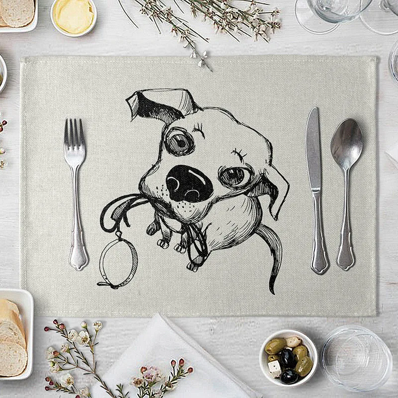 Забавный коврик для обеденного стола с рисунком собаки подставки напитков