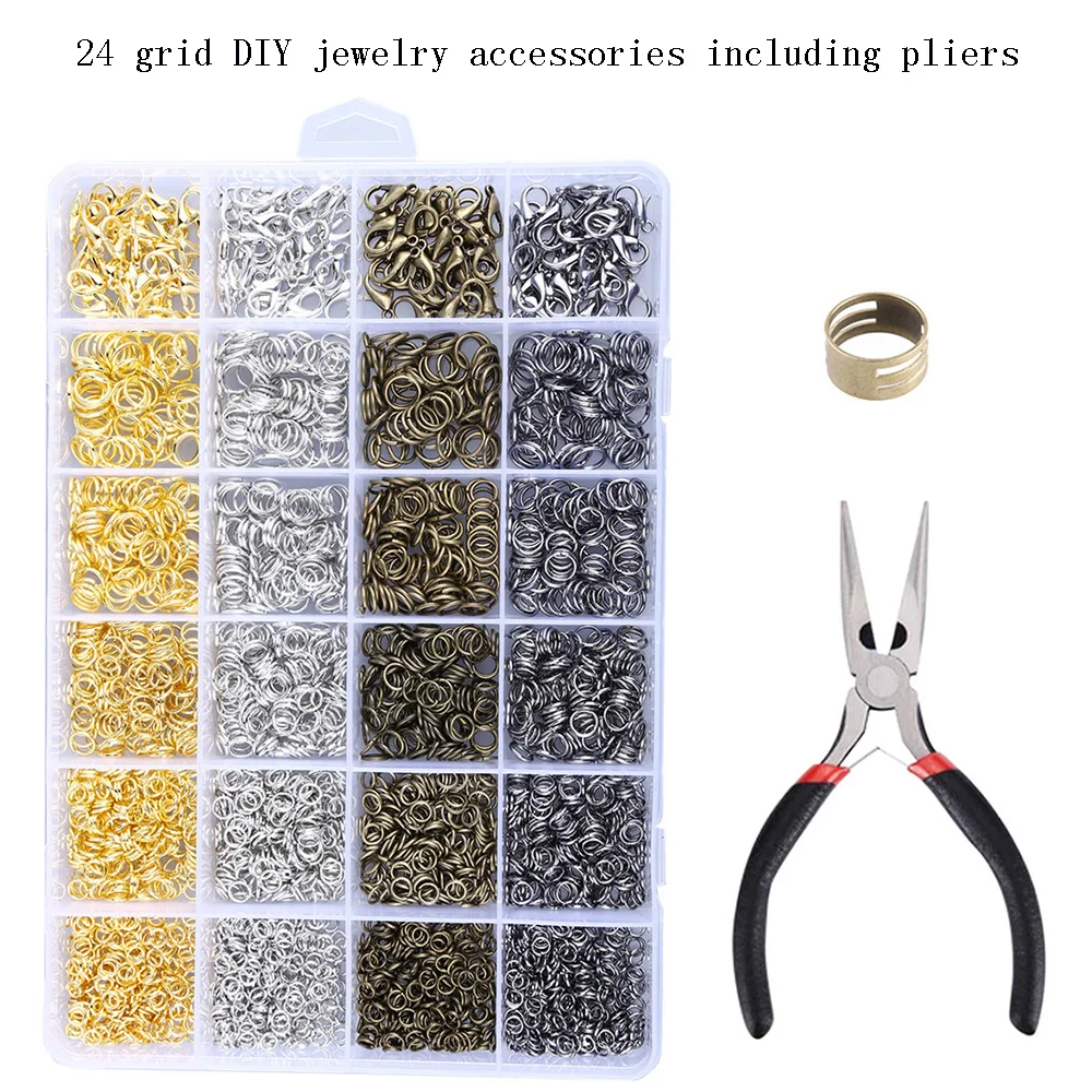 1 Box24 Grid DIY Making Materials 4/5/6/7/8mm Rings/Lobster clasp/Hook/Torus/Needle/Clip/Earplugs Making Box Beads Kit
1 Box24 Grid DIY Making Materials 4/5/6/7/8mm Rings/Lobster clasp/Hook/Torus/Needle/Clip/Earplugs Making Box Beads Kit