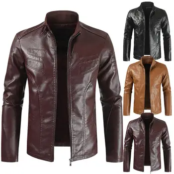 Fashion Men Jackets Faux Leather Solid Color Stand Collar bomber jackets Long Sleeve Zipper Jacket Coat Autumn chaqueta hombre
Fashion Men Jackets Faux Leather Solid Color Stand Collar bomber jackets Long Sleeve Zipper Jacket Coat Autumn chaqueta hombre