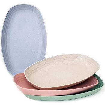 Lightweight & Reusable Wheat Straw Plastic Plates A Set of 4 
Lightweight & Reusable Wheat Straw Plastic Plates A Set of 4