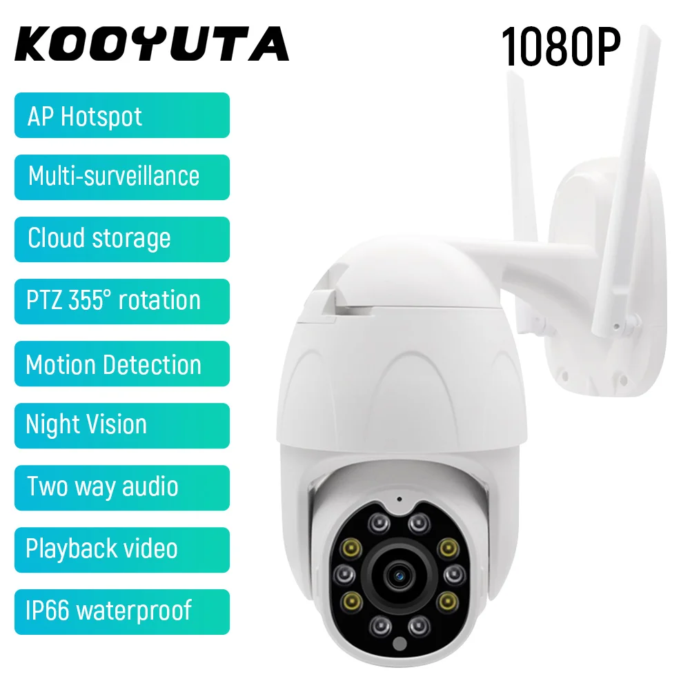 1080P HD PTZ Wifi Camera 2MP 355°Rotation Night Vision Motion Detection Two Way Audio Outdoor IP66 Wireless Security Camera
1080P HD PTZ Wifi Camera 2MP 355°Rotation Night Vision Motion Detection Two Way Audio Outdoor IP66 Wireless Security Camera