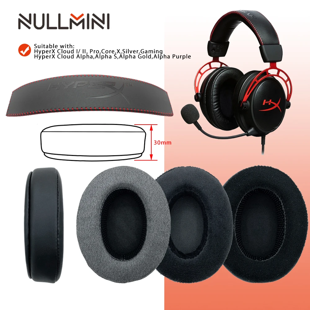 Сменные амбушюры NullMini для HyperX Cloud I/ II Core Silver Alpha Pro X Gaming гарнитура|Аксессуары