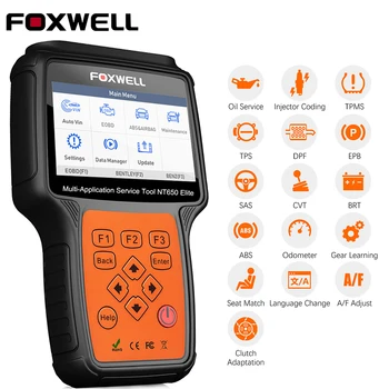 Foxwell NT650 Elite OBD2 Scanner EPB DPF SAS TPMS Oil Reset EOBD OBD 2 Auto Scanner Multi-language Car Diagnosis Free Update