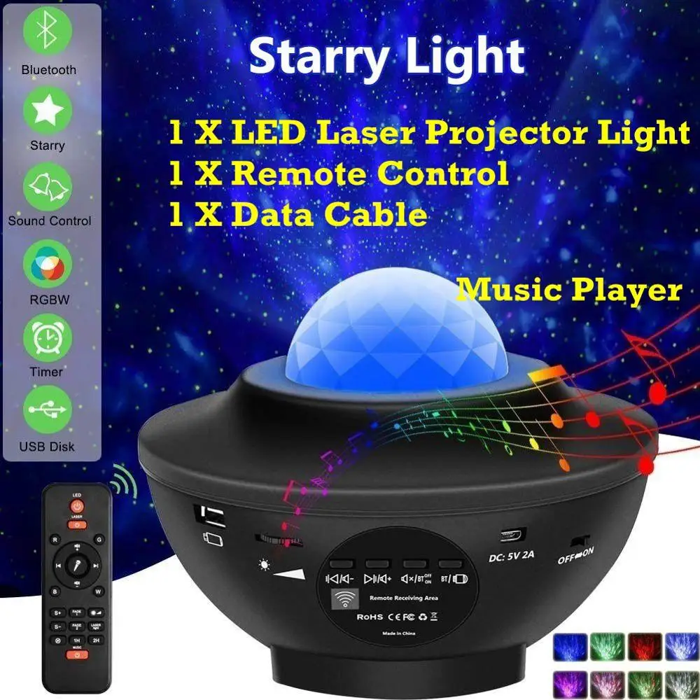Colorful Starry Sky Galaxy Projector Blueteeth USB Voice Control Music Player LED Night Light USB Charging Projection Lamp Gift
Colorful Starry Sky Galaxy Projector Blueteeth USB Voice Control Music Player LED Night Light USB Charging Projection Lamp Gift