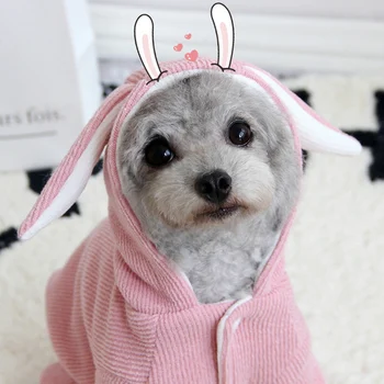 Dog Winter Warm Clothes Cute Rabbit Ear Costume Pet Coat Overall 4-Legged Jacket Clothing For Puppy 
Dog Winter Warm Clothes Cute Rabbit Ear Costume Pet Coat Overall 4-Legged Jacket Clothing For Puppy