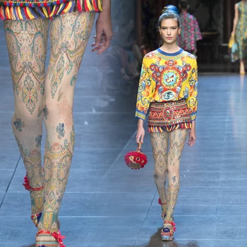 European American Catwalk Fashion Retro Pattern Printing Pantyhose Art Hand-painted Ethnic Style Personality Leggings Stockings
European American Catwalk Fashion Retro Pattern Printing Pantyhose Art Hand-painted Ethnic Style Personality Leggings Stockings
