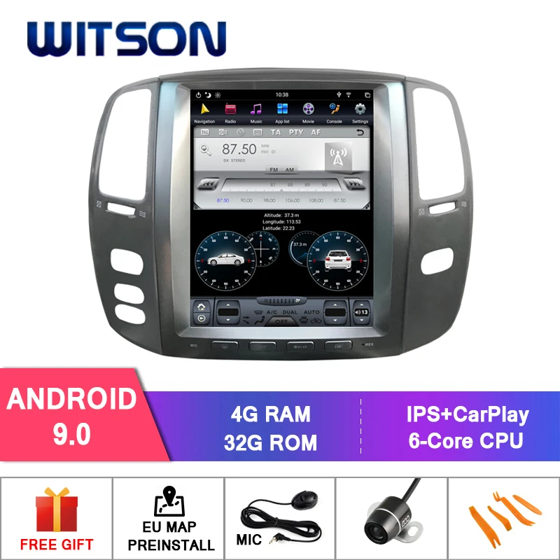 WITSON Android 9 0 TESLA стиль для LEXUS LX470 2004-2006 4 ГБ GPS навигация авто стерео вертикальный