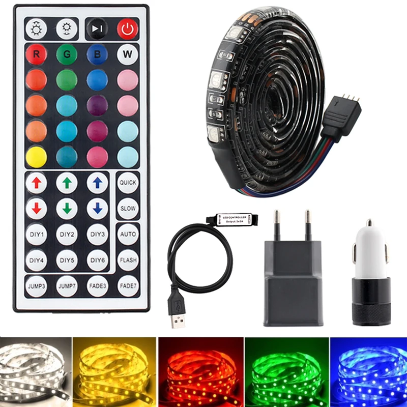 DC 5V USB LED Light Stripe RGB 5050 TV Backlight Waterproof 1M-5M Tape Strip Lights 44key Remote Control | Лампы и освещение