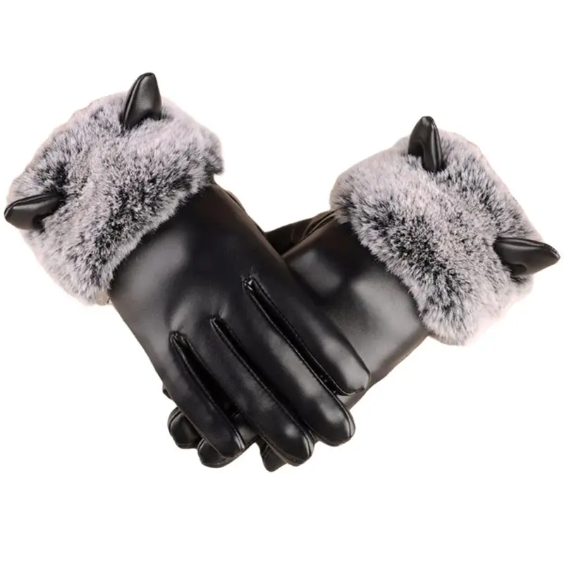 Women Winter Warm Touch Screen Gloves Faux Leather Plush Lining Cat Ears Mittens B95F
Women Winter Warm Touch Screen Gloves Faux Leather Plush Lining Cat Ears Mittens B95F
