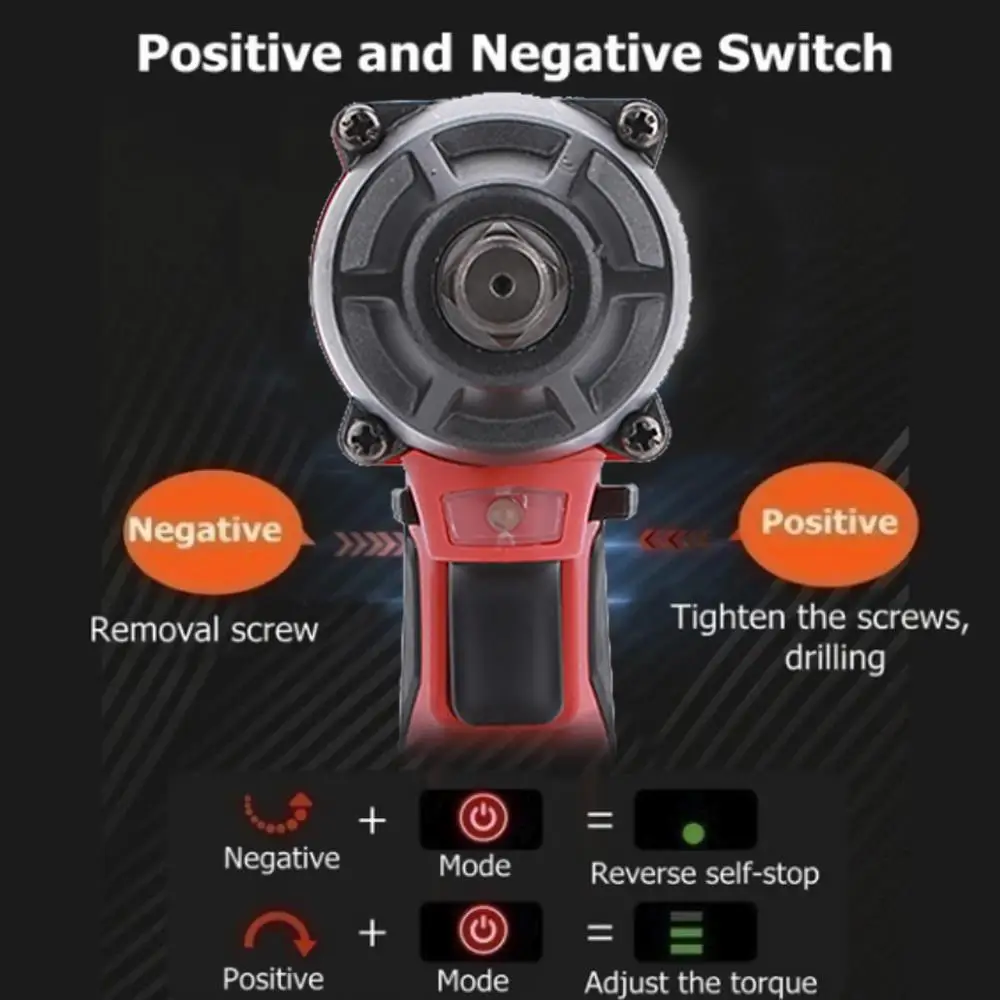 Practical 480N.M Rechargeable Electric Wrench Electric Ratchet Wrench Power Tools Multifunctional LED Impact Drill Durable
Practical 480N.M Rechargeable Electric Wrench Electric Ratchet Wrench Power Tools Multifunctional LED Impact Drill Durable