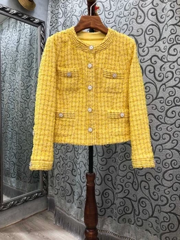 2020 Autumn and Winter new women's round neck symmetrical pocket woven decorative long sleeve solid color short coat 914
2020 Autumn and Winter new women's round neck symmetrical pocket woven decorative long sleeve solid color short coat 914