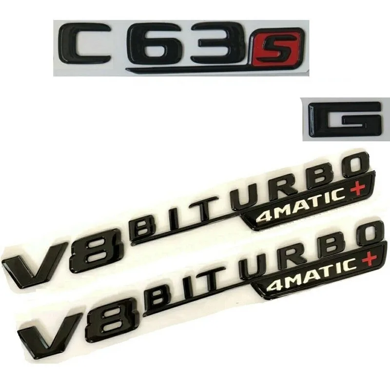 Блеск черный C63s Для AMG V8 BITURBO 4matic + Значки Эмблемы для Mercedes W205 | Автомобили и
