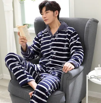 Muyogrt Winter Thicken Warm Soft Blue Flannel Pajamas Sets Men Night Pijamas Male Long Sleeve Sleepwear Suit Casual Homewear
Muyogrt Winter Thicken Warm Soft Blue Flannel Pajamas Sets Men Night Pijamas Male Long Sleeve Sleepwear Suit Casual Homewear